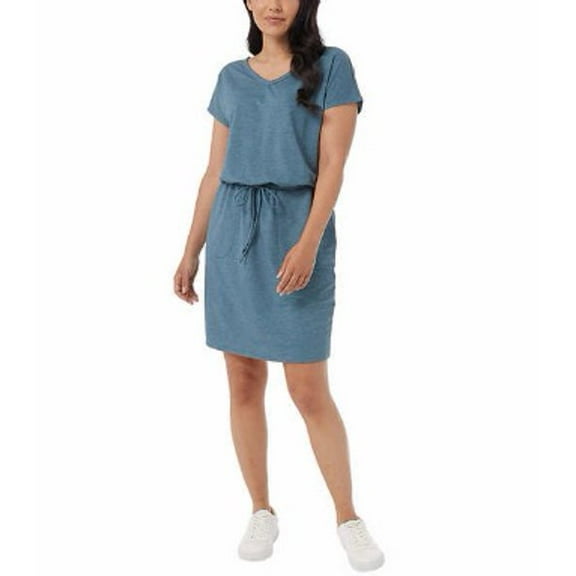 32 Degrees Cool Womens Soft Lux Dress Drawstring Waist Heather Porcelain Blue 2X