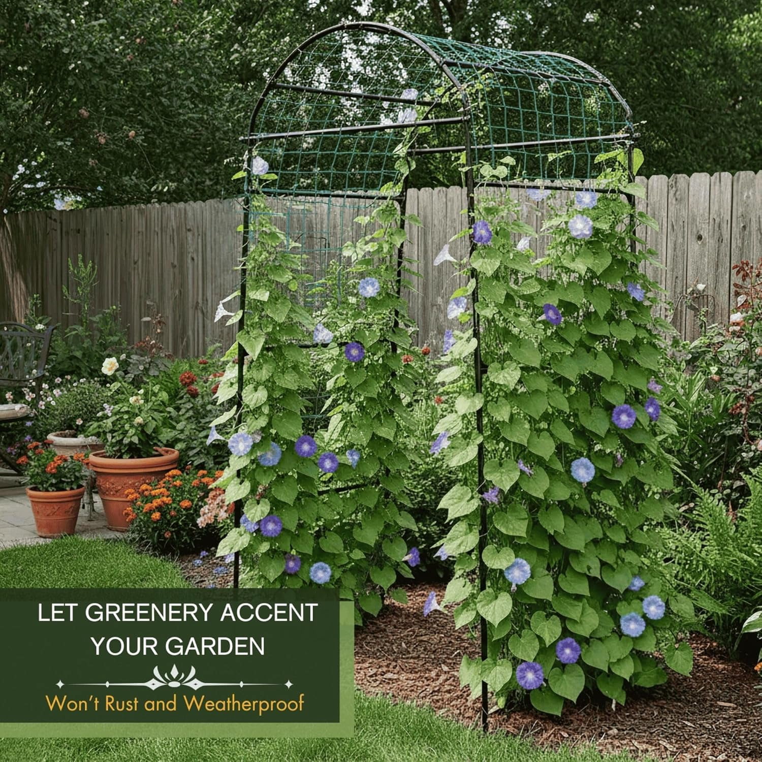79" Garden Trellis Arch for Climbing Plants – Tall Outdoor Metal Trellis for Vegetables, Peas, Tomatoes,﻿ Cucumber Trellis Arch & Vertical Garden Climber Plant Support for Vine Plants