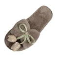 thumbnail image 2 of uublik Womans Fuzzy Slippers Memory Foam Open-Toe Slippers Soft Fleece Indoor Shoes Indoor/Outdoor Slippers, Khaki, 2 of 7