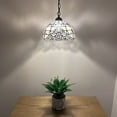 thumbnail image 4 of White Stained Glass Pendant Lights Baroque Style LED Bulb Included 12-Light Fixture, 4 of 5