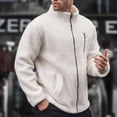 thumbnail image 4 of Men Polar Fleece Jacket Stand-Up Collar Long Sleeve Zipper Fly Coat with Pockets Solid Color Loose Fit Winter Outwear, 4 of 8