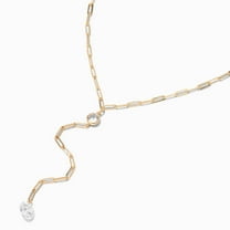 Claire's Gold Paperclip Cubic Zirconia Y-Neck Necklace,Tween, Teen, Adult