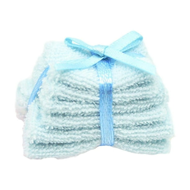 Juego de toallas para casa de muñecas, modelo de toalla de simulación, regalos navideños, decoración para casa de muñecas. azul