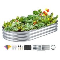 VEVOR Raised Garden Bed, 6 x 3 x 1 ft Galvanized Metal Planter Box, Outdoor Planting Boxes with Open Base, for Growing Flowers/Vegetables/Herbs in Backyard/Garden/Patio/Balcony, Silver