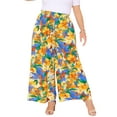 thumbnail image 1 of Pantalones Palazzo de Mujer Plus Size Floral de Pierna Ancha Agnes Orinda con Cintura Frontal y Bolsillos 4X Amarillo Naranja, 1 of 8