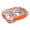 B003- Orange, variant on Lunch Container, Stainless Steel Lunch Box, Bento Lunch Box, Compartment Lunch Box, 2 Divided Steel Box, Beige Accent Locking Lid, 8X6X2 Inch 304 Stainless Steel Build, Leak