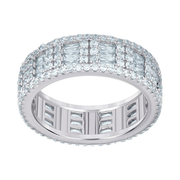925 Sterling Silver Womens Baguette Round Cubic Zirconia Fashion Ring Size 9 Ring for Women