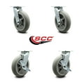 thumbnail image 2 of 8 Inch Thermoplastic Rubber Swivel Caster Set with Roller Bearings 2 Brakes SCC, 2 of 2