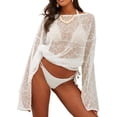 thumbnail image 3 of Vestido de playa Lilosy de crochet translúcido tipo cover up blanco talla S, 3 of 5
