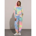 thumbnail image 3 of DARING DIVA Women's 2 Piece Tie Dye Hoodie Drawstring Sports Outfit XS Yellow Blue, 3 of 7