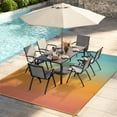 thumbnail image 2 of SUNDEREY Outdoor Rug 6'x9', Waterproof Reversible Plastic Straw Mat for Patio, RV & Camping - Non-Slip Foldable Carpet for Beach, Balcony & Backyard, Orange & Blue, 2 of 9