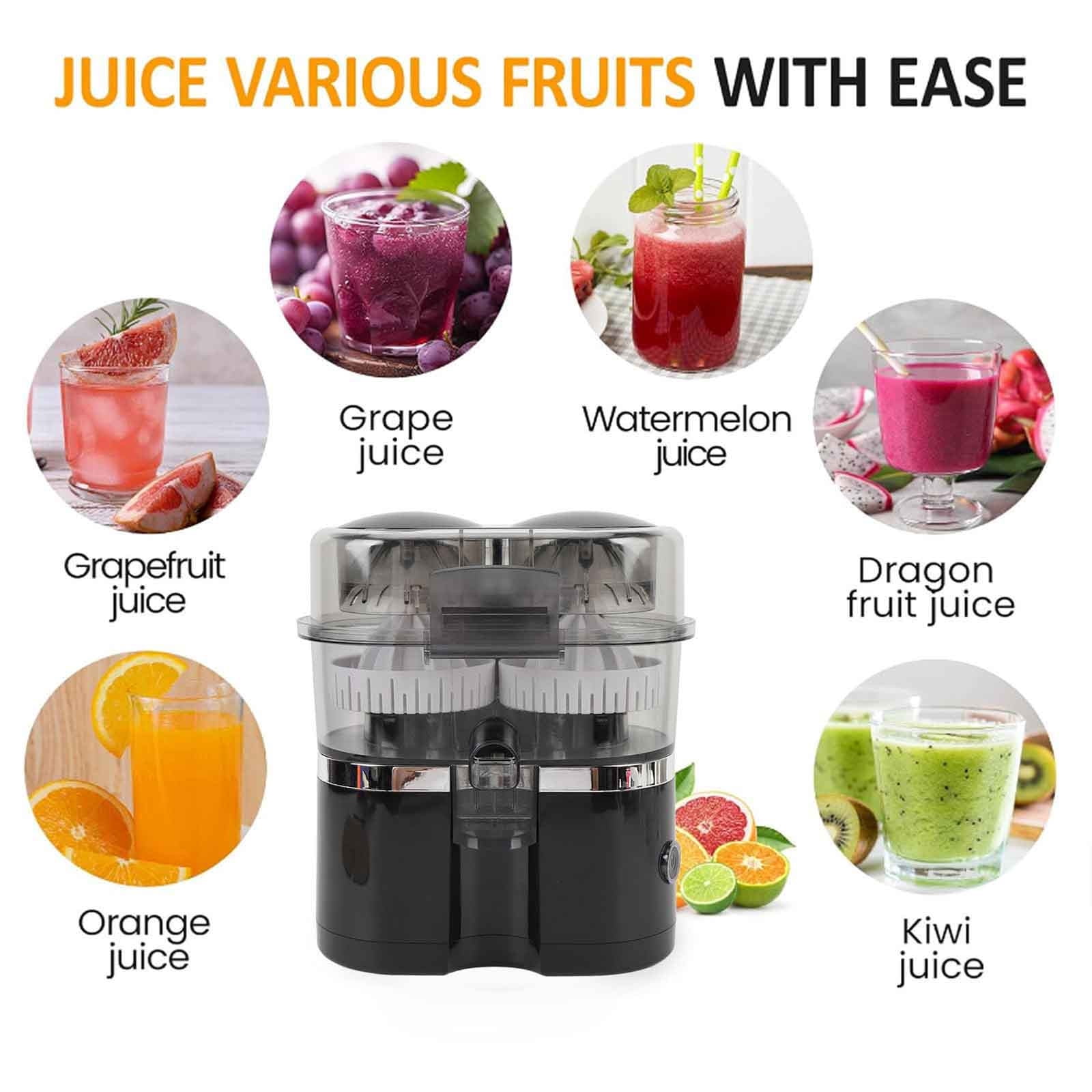 110V Dual Head Electric Juicer, High Speed Juice Separation Machine with Compact Design for Household Kitchen and Cafe Beverage Making, Black
