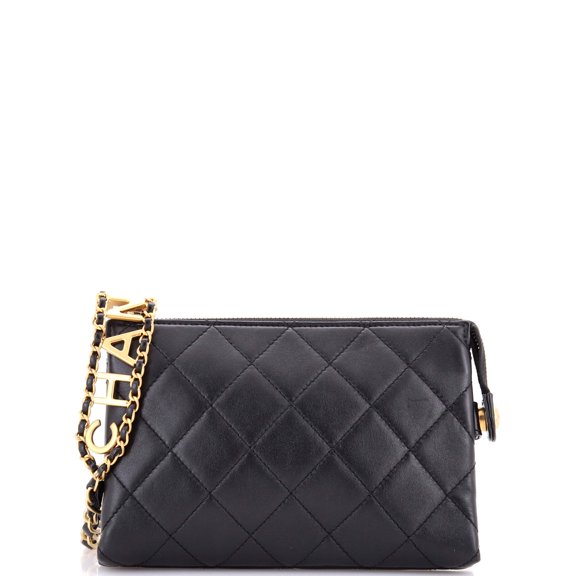 Pre-Owned Logo Chain Strap Waist Bag Quilted Lambskin Small By Rebag