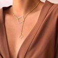 thumbnail image 3 of Collar Gargantilla Cadena Oro Cuadrado Lariat Minimalista TUNC para Mujeres Niñas, 3 of 5