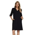 thumbnail image 2 of MintLimit Women's Button Down V-neck Solid Long Sleeve Sleepwear with Pockets Shirt Dress Pajamas, 2 of 5