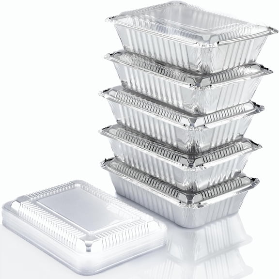 55 Pack Aluminum Foil Pans with Lids Disposable Food Storage Takeout Containers