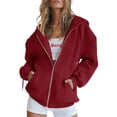 thumbnail image 1 of Sudadera con Capucha con Cierre para Mujer PRETTYGARDEN 2025 Roja Talle S, 1 of 8