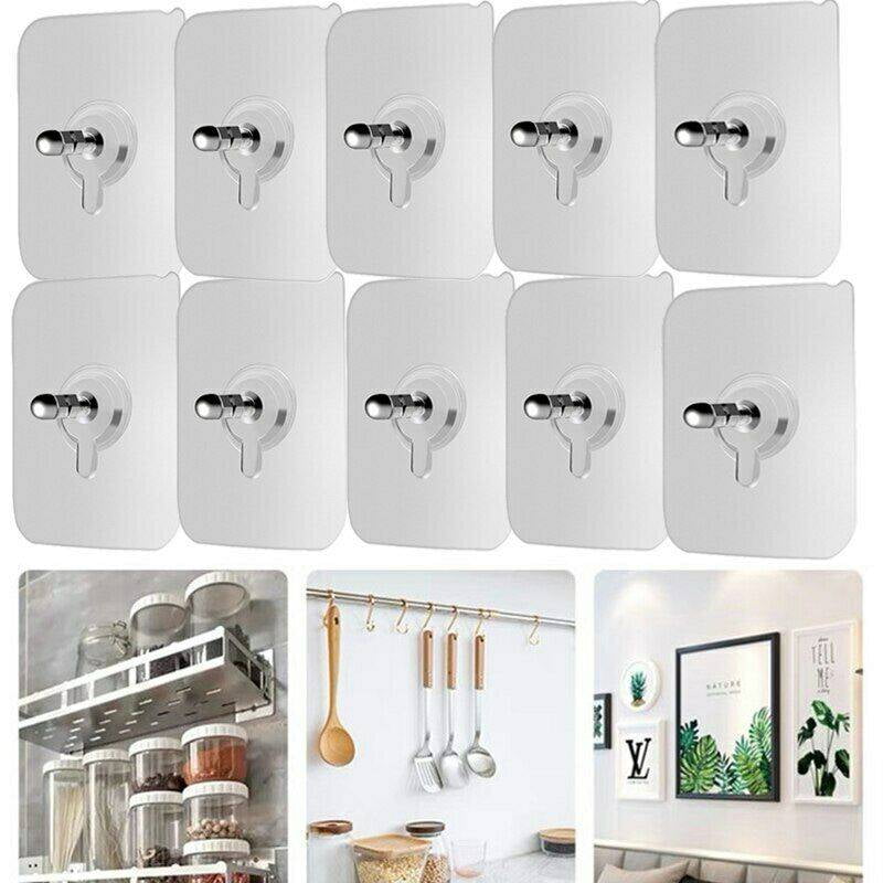 Willstar 10Pcs Punch-free Non Trace Self Adhesive Wall Hanging Nails Sucker  Screw Stickers Drywall Picture Hook Nail Holder Door Hangers 