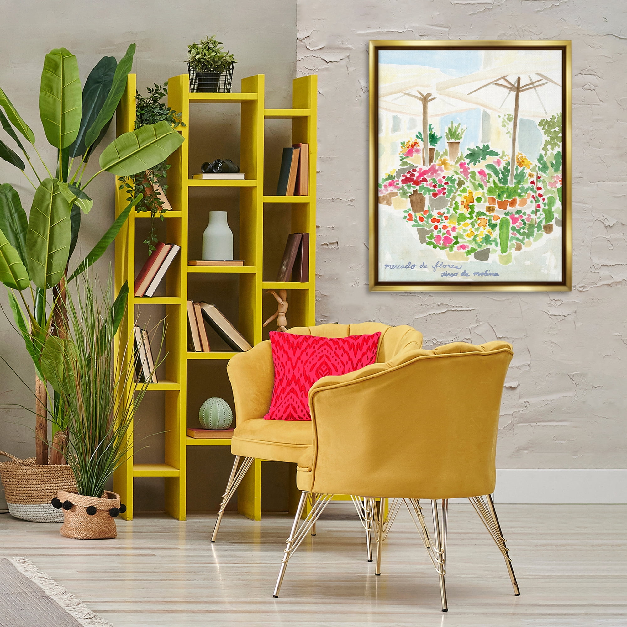 Stupell Industries Canopy Covered Garden Scenic & Cityscapes Painting Gold Floater Framed Canvas Art Print Wall Art, 25 x 31
