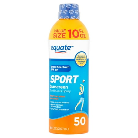 Equate Sport Sunscreen Continuous Spray Broad Spectrum Value Size, SPF 50, 10 fl oz