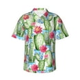 thumbnail image 2 of Xecao Flowers and Cactus print Hawaiian shirt - a stylish short-sleeve button-down for men, perfect for casual beach and tropical outings., 2 of 9