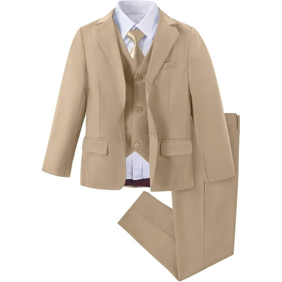 Boys Suit Slim Fit 5 Piece for Kids Toddler Suit Wedding Outfit for Teenage Boys Formal Tuxedo Set