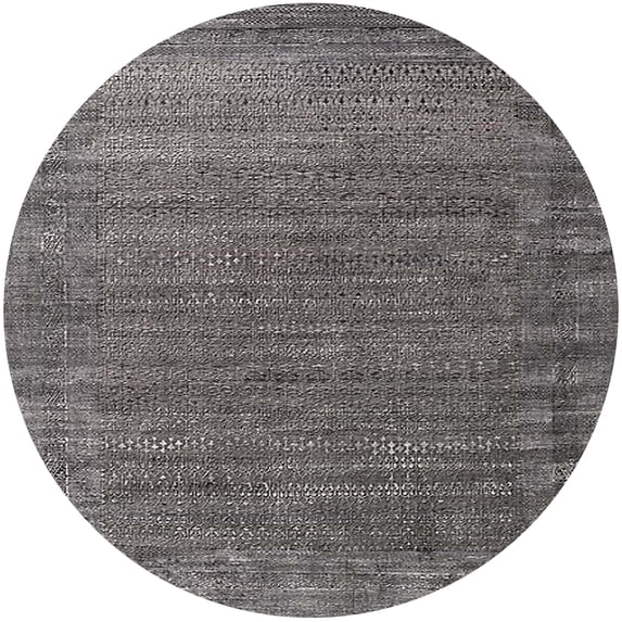 Ahgly Company Indoor Round Mid-Century Modern Gray Oriental Area Rugs, 7' Round