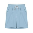 thumbnail image 6 of LLYwey Girls Bermuda Shorts, Teen Girls Drawstring Elastic Waist Shorts with Pockets, Kids Solid Color Summer Casual Cotton Linen Straight Leg Short Pants, Style-3, Blue, 11-12T, 6 of 7