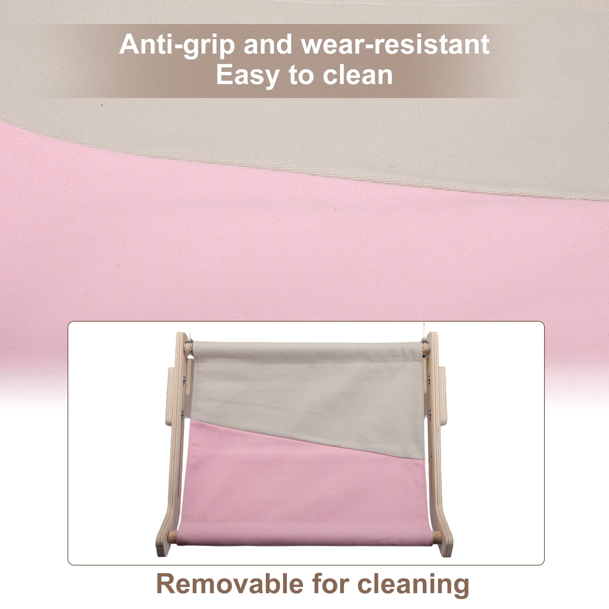 Unique Bargains Cat Window Perch Cat Perch with Sturdy Wood and Stainless Steel Frame Cat Window Hammock Adjustable Cat Window Bed 17.52"x14.17"x6.3" Pink