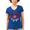 thumbnail image 4 of Women's G-III 4Her by Carl Banks Royal Chicago Cubs Super-Slim Fit Lightweight City Graphic V-Neck T-Shirt, 4 of 5