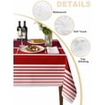 thumbnail image 2 of Red Striped Table Cloth, Modern Minimalist Gradient Lines Country Waterproof Tablecloth for Square Tables, Reusable Washable Fabric Table Cover for Restaurant Kitchen Dining Tables 54"x54", 2 of 6
