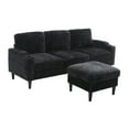 thumbnail image 4 of Modern Sofas UNITED WE WIN Sofa for three, solid wood frame, Chenille fabric, side pocket, with two cup holders, footstool with storagestorage sofa /Living room sofa cozy sectional sofa,Rustic Sofa, 4 of 12