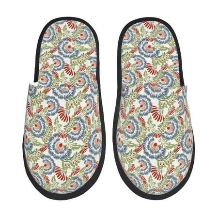 

Fuzoiu Paisley Floral 5 Print Unisex Furry Slippers Plush Indoor Shoes Trendy House Slippers Anti-Skid EVA Sole House Shoes for Home Office and Travel -Medium