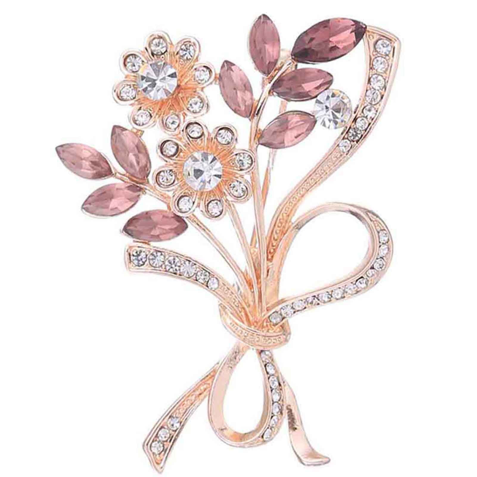 Shein 12pcs/pack Alloy Diamond Pins for Wedding Bouquets, Handmade Rose Flowers, Decorative Brooches,one-size