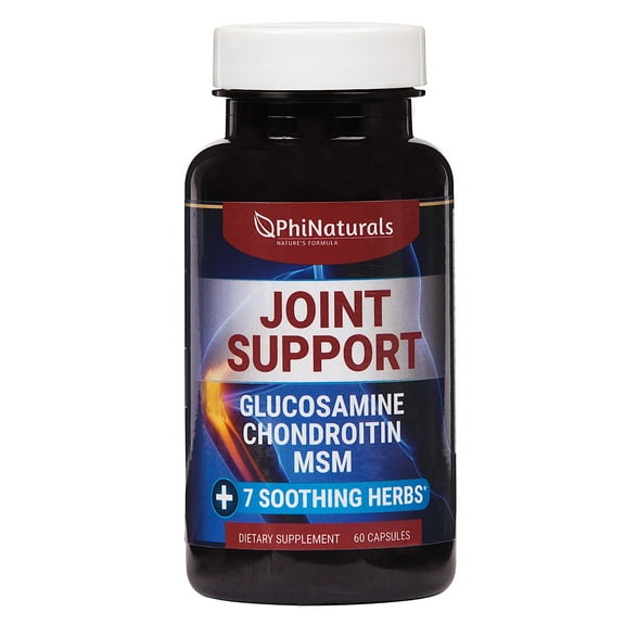 Phi Naturals Joint Support Supplement with Glucosamine, Chondroitin, MSM, Devil's Claw, Turmeric, Boswellia Capsules