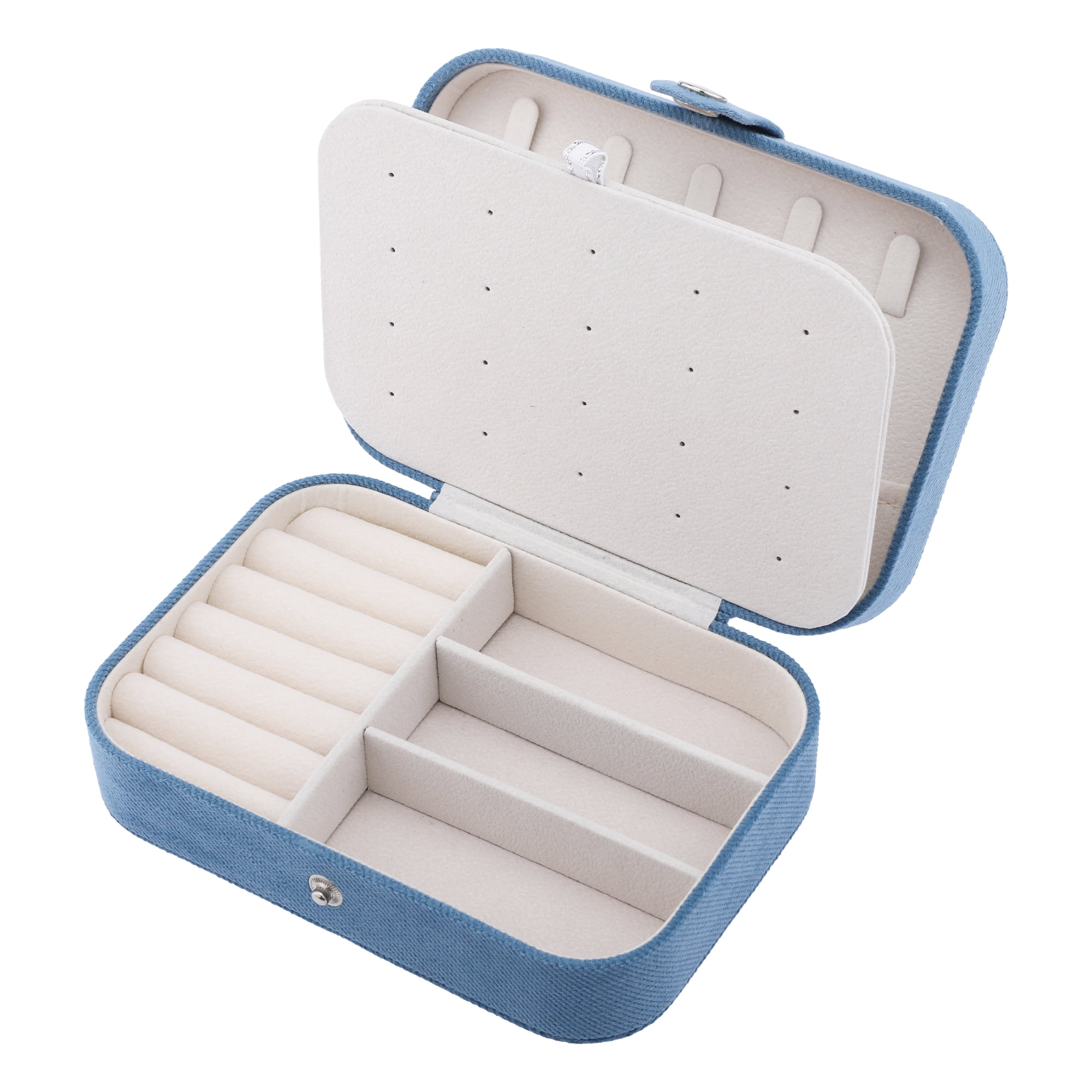 Unique Bargains Travel Compact Jewelry Box for Women Blue