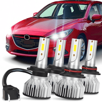 For Mazda 3 2004-2007 2008 2009 9005 H7 LED Headlight High Low Beam Bulbs Kit 6000K White Super Bright 4x
