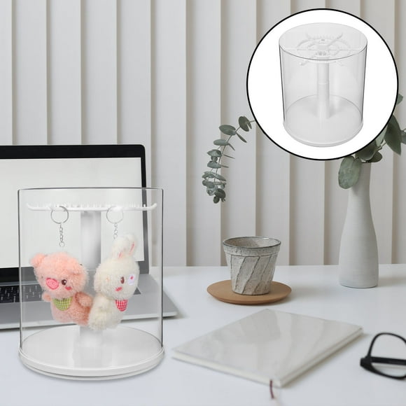 FUTUREORYY Boîte Organisatrice Ronde pour Poupées Vitrine Carrée Transparente pour Poupées en Peluche Design Minimaliste Lot de 1