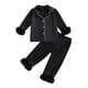 thumbnail image 1 of Odeerbi 2-14 Años Niñas Pluma Pijamas Entallado Solapa Manga Larga Camisa Pantalones Conjunto de Ropa de Dormir Impresa Suave Dos Piezas de Pijama, 1 of 4