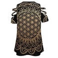thumbnail image 5 of Flower Mandala Womens Summer V Neck Zipper Top Short Sleeve T Shirt Off Shoulder Top Casual Classy Loose Shirts, 5 of 7