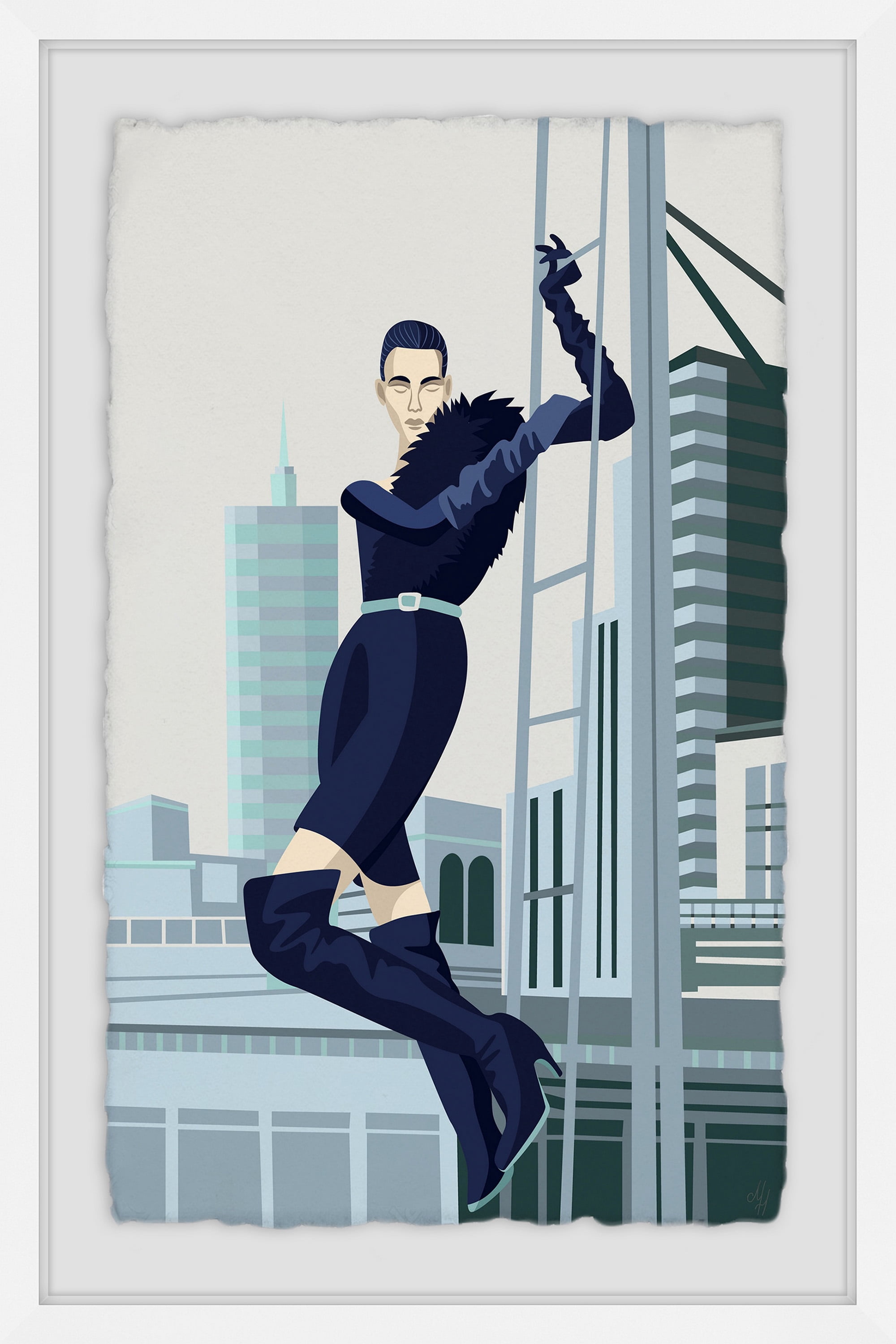 Urban Fashion Fur Framed Painting Print
