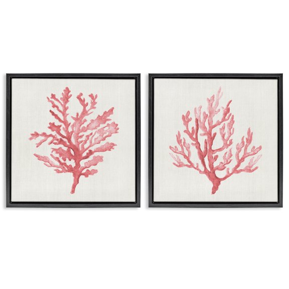 Stupell Industries Rosy Pink Coral Branches 2 Piece Black Framed Floater Canvas Set, design by Janet Tava