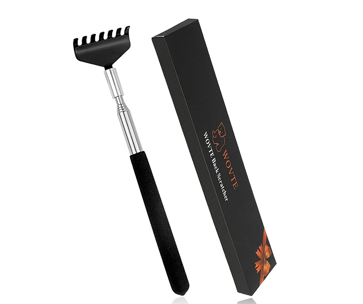 WOVTE Back Scratcher, Black Portable Extendable Stainless Steel