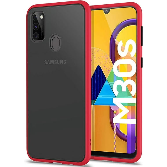 Case for Samsung Galaxy M21/ M30S Thin Shockproof Phone Case PC Back TPU Bumper [Protect from Fingerprint/Shock/Scratch/Slip] Translucent Matte Phone Cover for Samsung Galaxy M21/M30S-Red