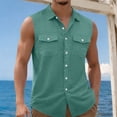 thumbnail image 2 of USNSM (S-5XL) Big and Tall Sleeveless Button Down Shirts for Men Summer Casual Beach Vacation Collared Tank Tops Basic Vest Shirts with Pockets Silver XXL, 2 of 7