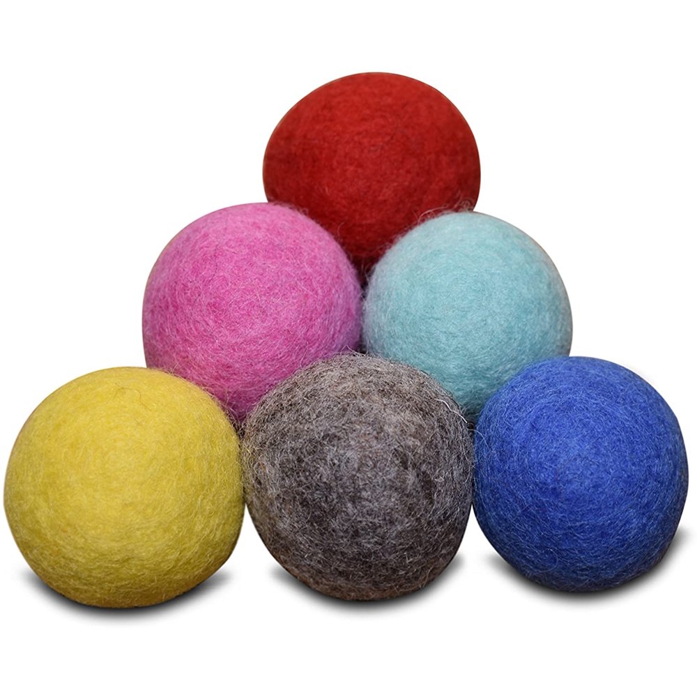Comfy Pet Supplies ,Set of 6,100 Wool Felt Ball Toys for Cats and