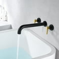 thumbnail image 3 of SUMERAIN Wall Mount Bathtub Faucet Set Long Spout Tub Filler High Flow Rate Black and Gold Finish, 3 of 9