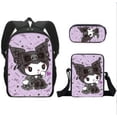 thumbnail image 2 of 3 unids/set niños Sanrio serie Kuromi mochila estuche para lápices bolso cruzado arnés de cojín de aire impermeable protección de la columna vertebral mochila escolar hola suerte  unisex, 2 of 2