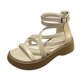 thumbnail image 5 of Sandalias de moda Yinane PU con cremallera en la espalda beige 35, 5 of 8