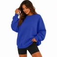thumbnail image 7 of UDAUDU Womens Oversized Sweatshirts Crewneck Long Sleeve Fleece Pullover Tops Fall Y2k Sweater Cute Hoodies Royal Blue M, 7 of 7